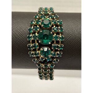 La-Rel emerald green rhinestone bracelet VTG 1950s 7.25" elegant classic jewelry